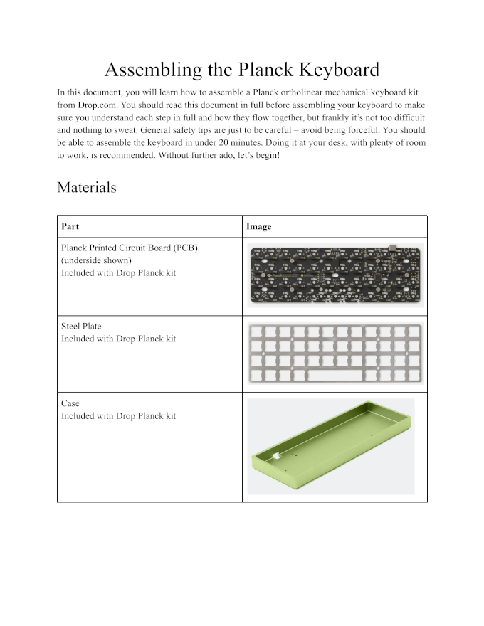 Assembling the Planck Keyboard
